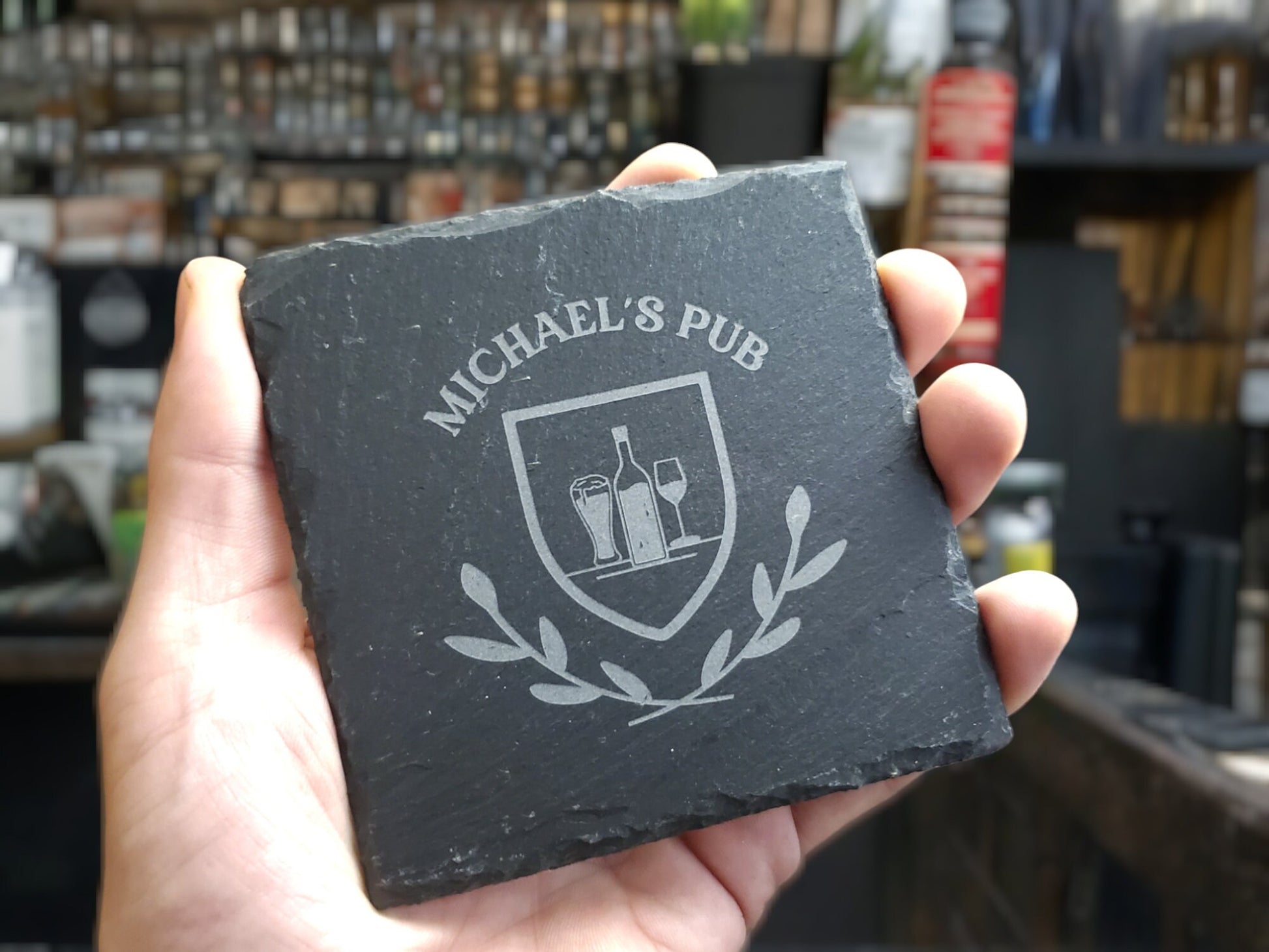 Personalized Beer Coasters, Premium Quality Drink Coasters, Laser Engraved Slate Coaster, Bar / Pub / Man Cave Gift For Him