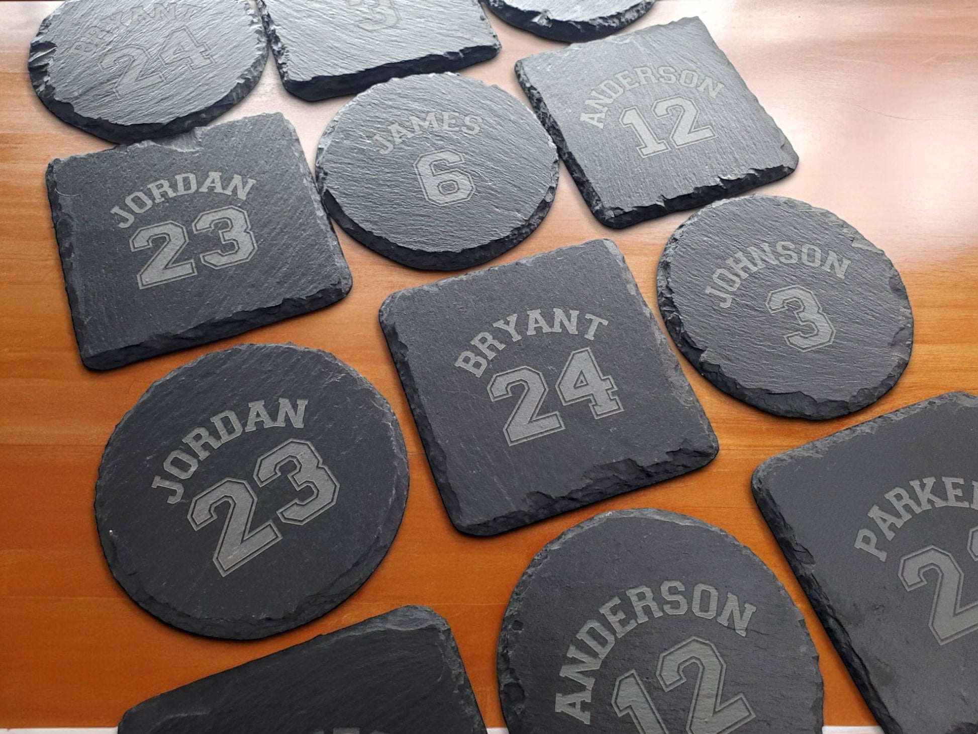 Basketball Engraved Slate Coasters, Personalized Name And Number, Perfect Gift For Basketball Players Or Basketball Fans