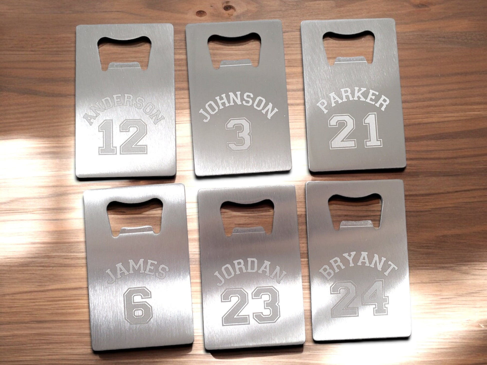 Basketball Engraved Card Wallet Bottle Openers, Personalized Name And Number, Perfect Gift For Basketball Players Or Basketball Fans