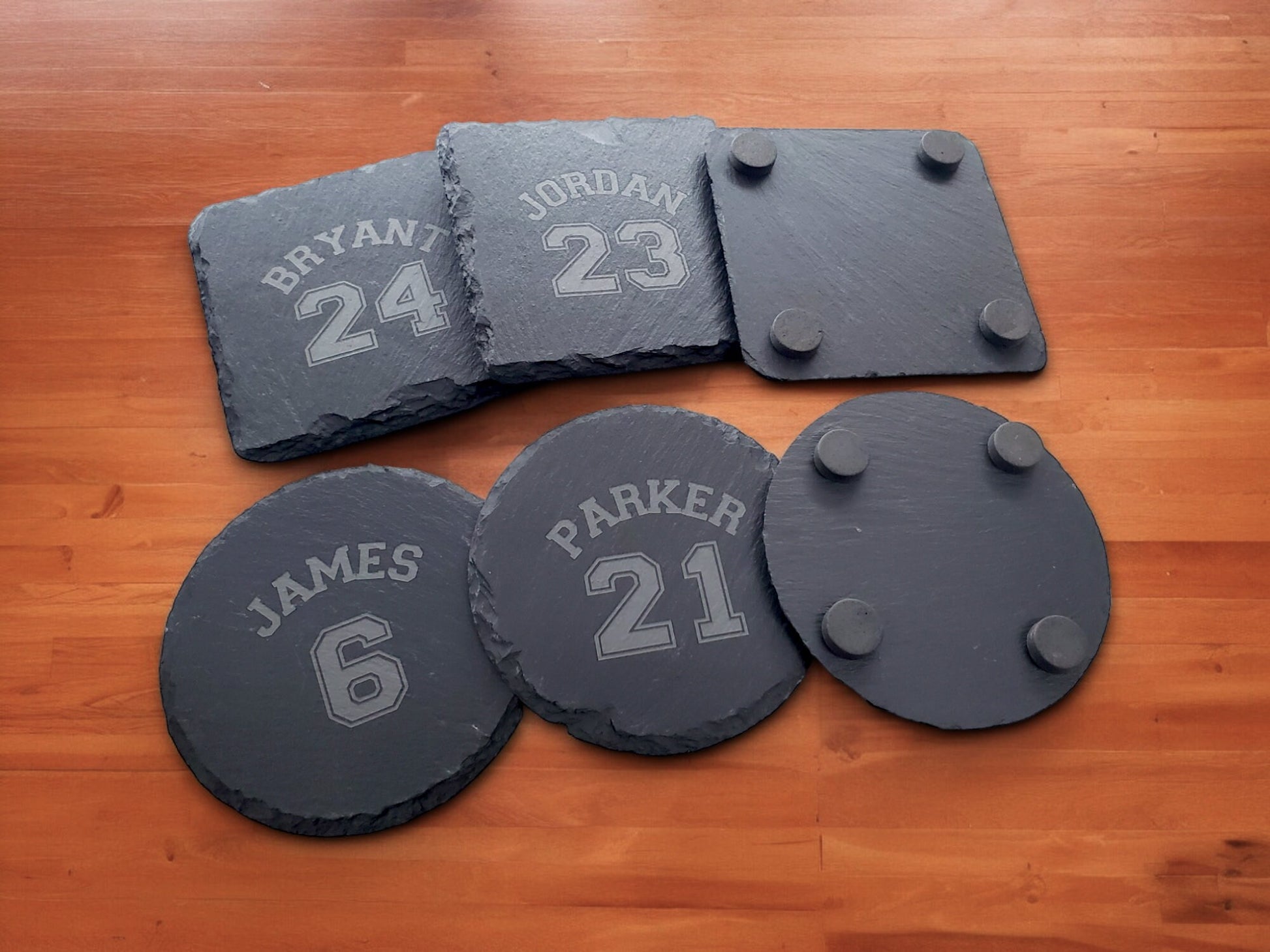 Basketball Engraved Slate Coasters, Personalized Name And Number, Perfect Gift For Basketball Players Or Basketball Fans