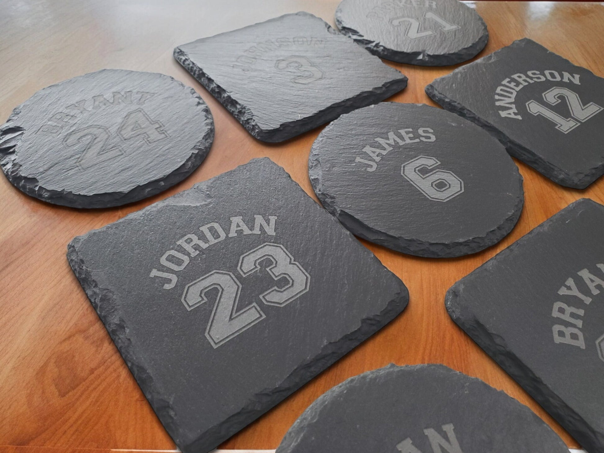 Basketball Engraved Slate Coasters, Personalized Name And Number, Perfect Gift For Basketball Players Or Basketball Fans