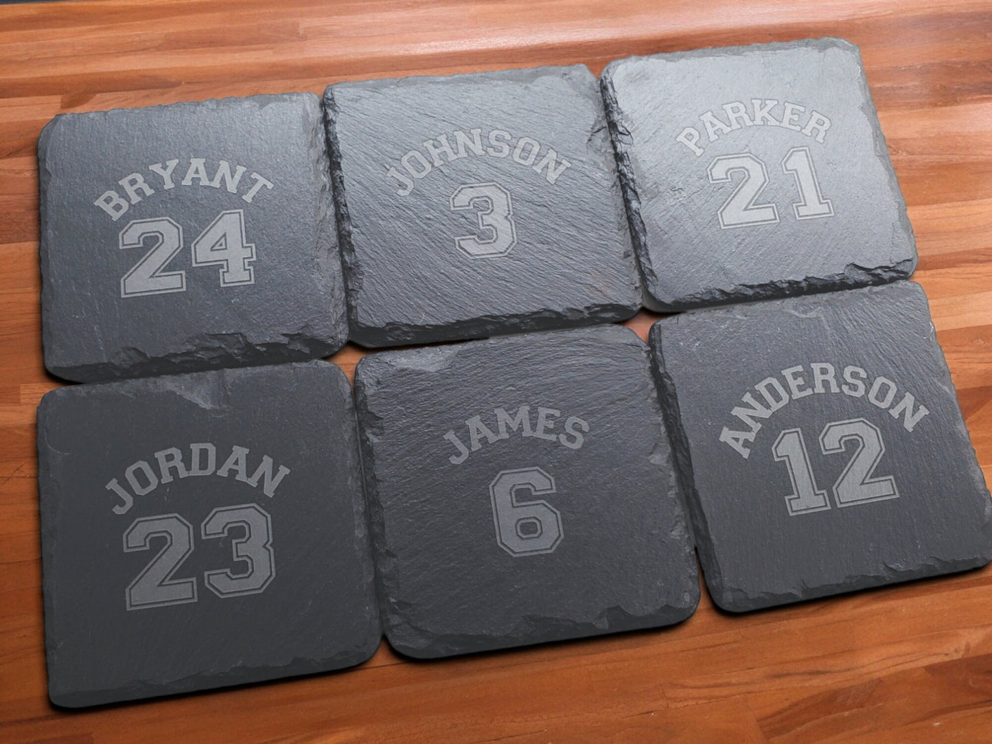 Basketball Engraved Slate Coasters, Personalized Name And Number, Perfect Gift For Basketball Players Or Basketball Fans