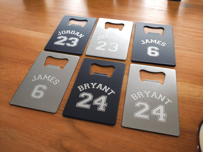 Basketball Engraved Card Wallet Bottle Openers, Personalized Name And Number, Perfect Gift For Basketball Players Or Basketball Fans