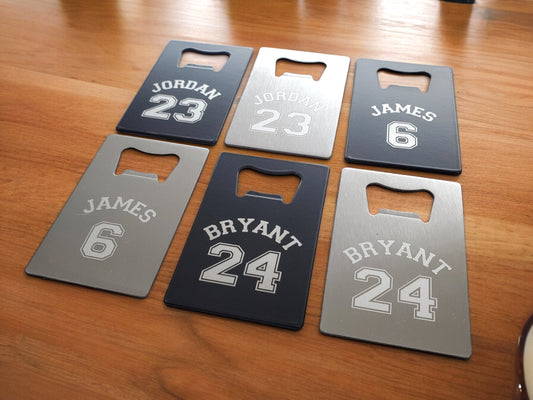 Basketball Engraved Card Wallet Bottle Openers, Personalized Name And Number, Perfect Gift For Basketball Players Or Basketball Fans