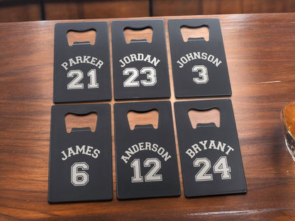 Basketball Engraved Card Wallet Bottle Openers, Personalized Name And Number, Perfect Gift For Basketball Players Or Basketball Fans