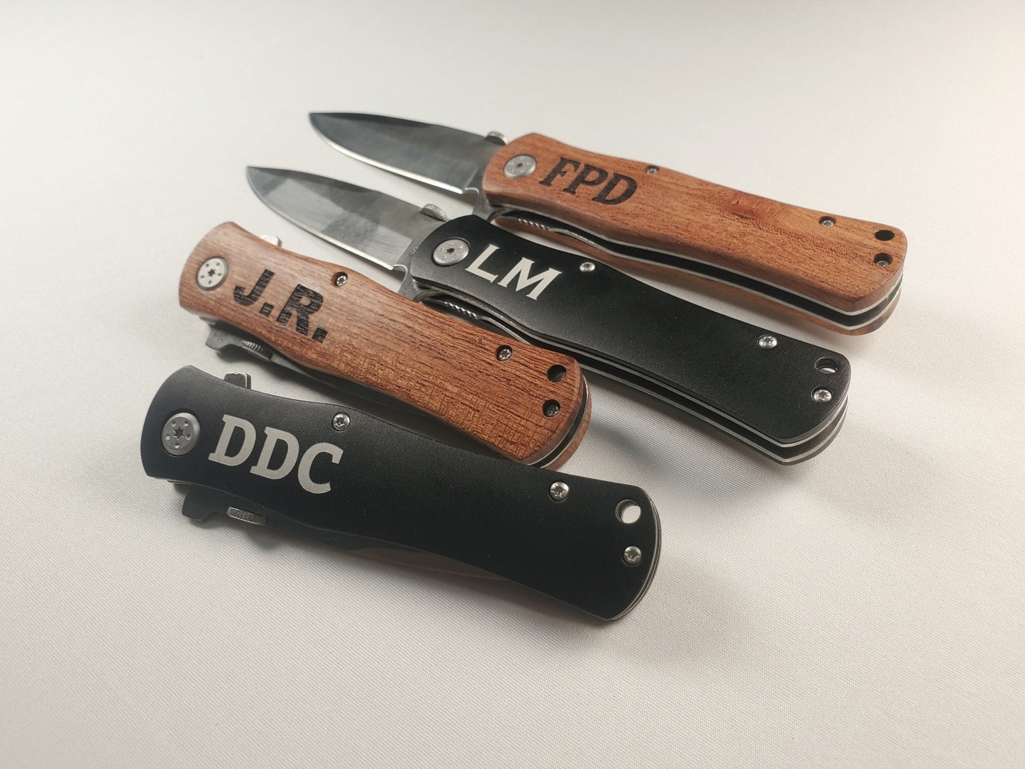 Personalized Knife, Laser Engraved Wood Or Matte Black Knife With Initials, Choose Your Font, Pocket Knife / Hunting Knife / Personal Knife