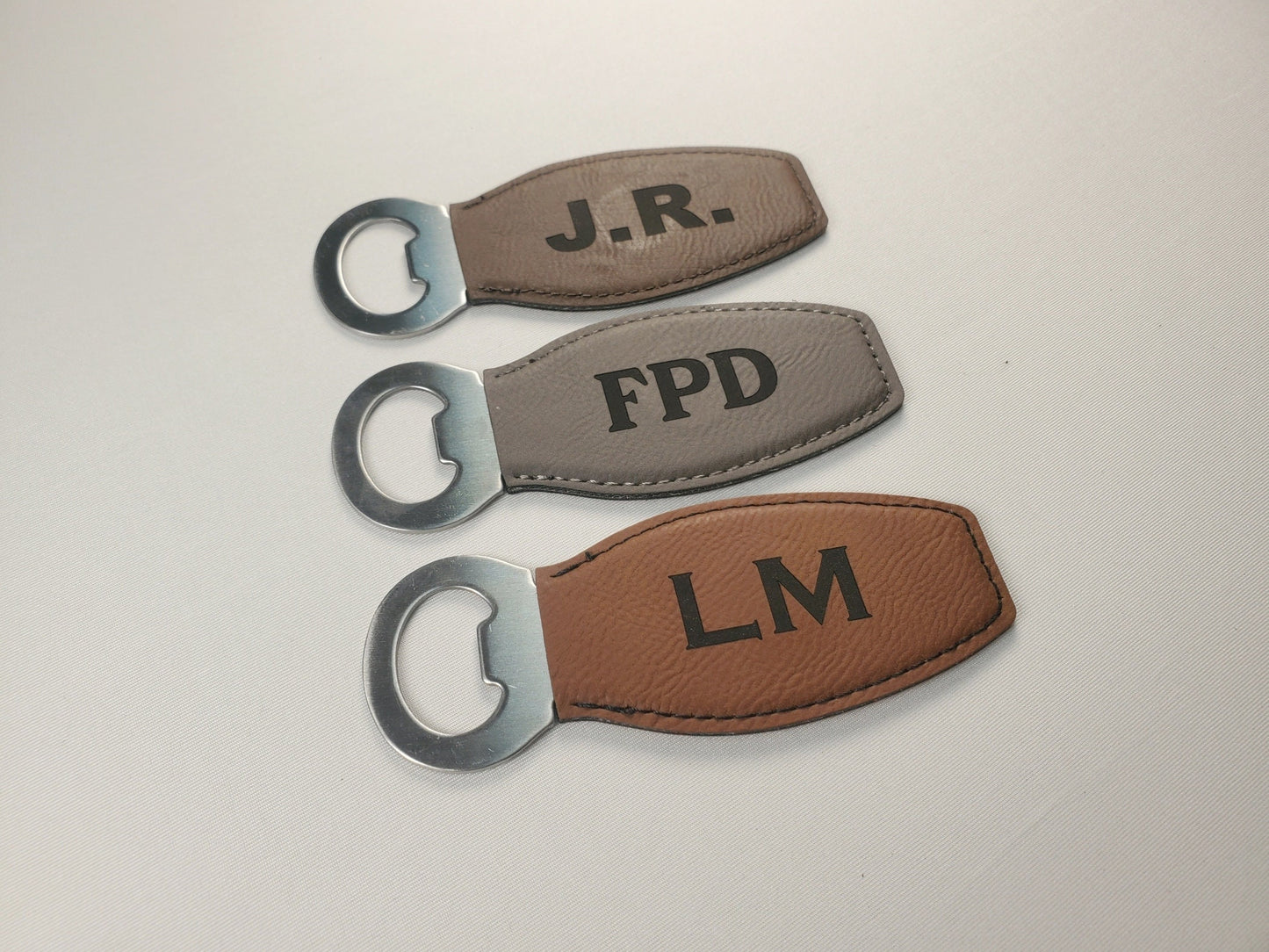 Laser Engraved Magnet Bottle Opener, Personalize With Initials/Letters, Choose Your Font/Color, Leatherette And Steel Magnetic Bottle Opener