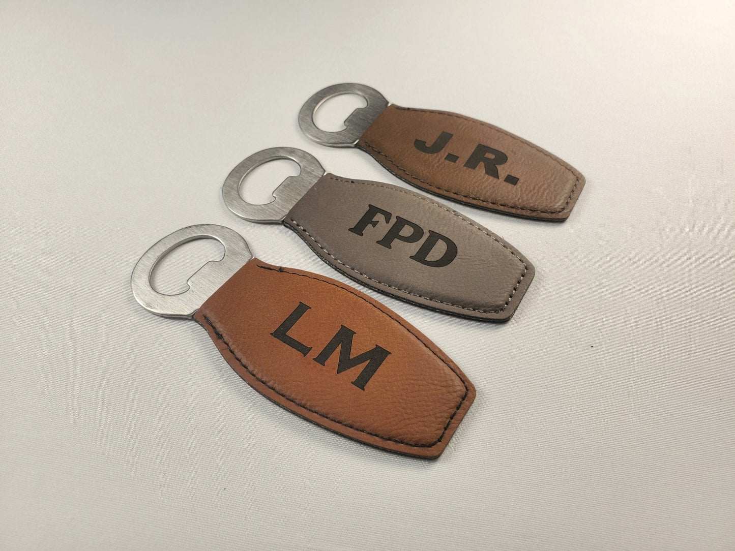 Laser Engraved Magnet Bottle Opener, Personalize With Initials/Letters, Choose Your Font/Color, Leatherette And Steel Magnetic Bottle Opener