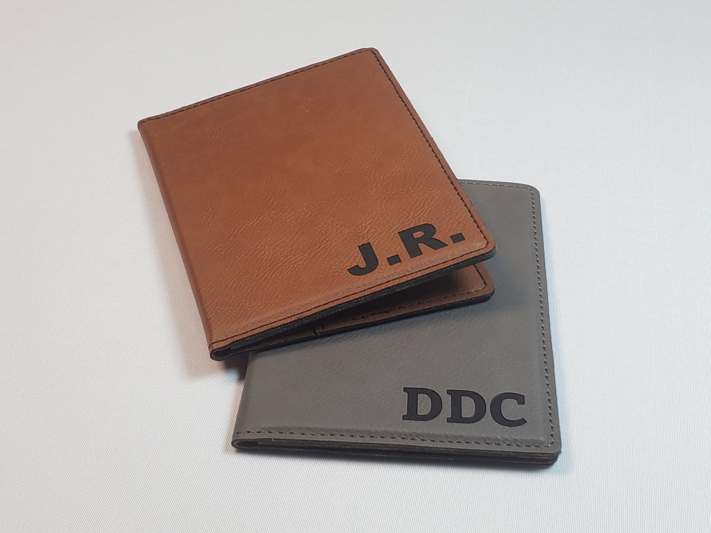 Engraved Passport Holder 4.5 x 5.5", Personalized Leatherette With Initials, Choose Your Font/Color, Durable Faux Leather Passport Holder