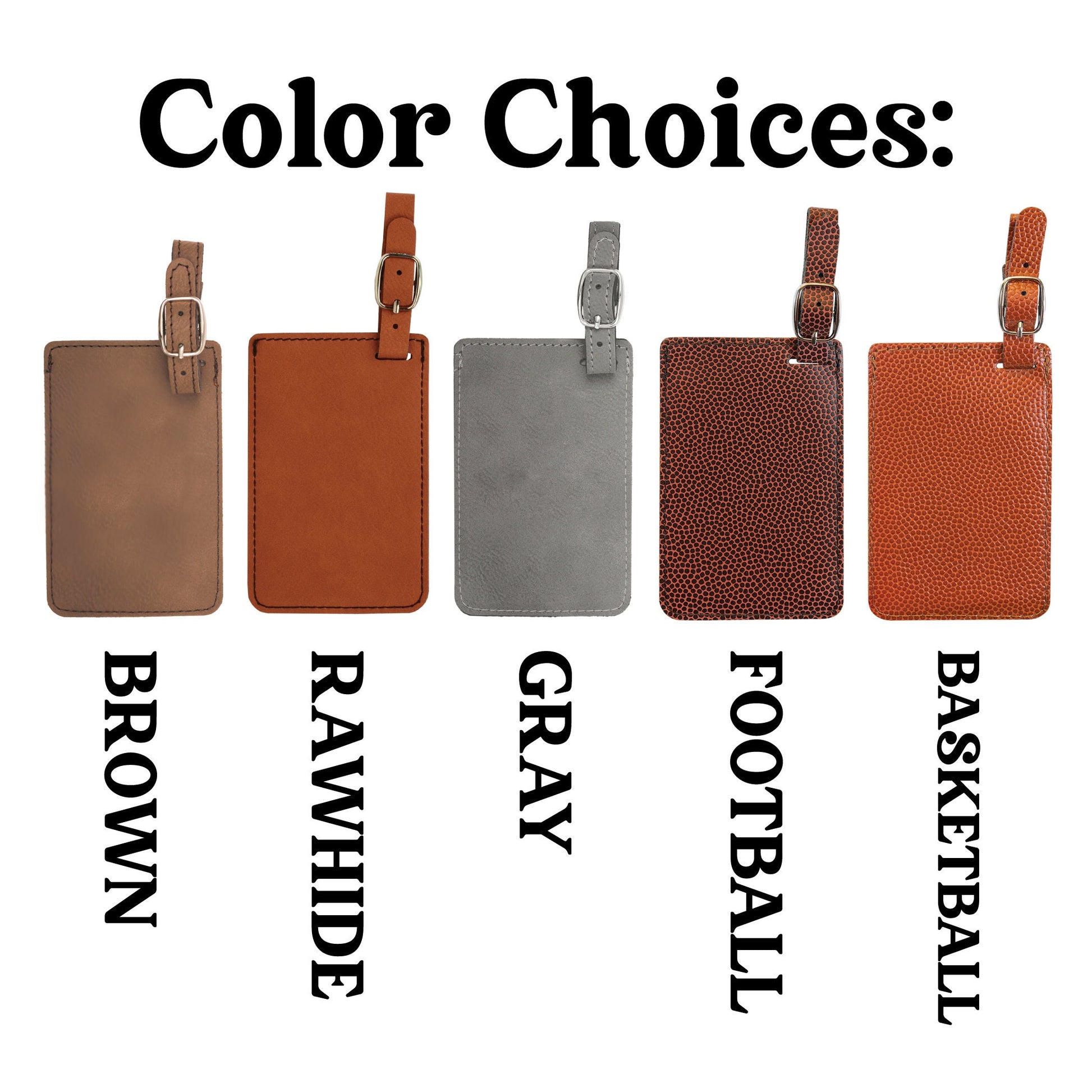 Engraved Luggage Tags 4 1/4" x 2 3/4", Personalized Leatherette Travel Bag Tag With Initials, Choose Font/Color, Faux Leather Suitcase Tag