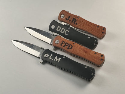 Personalized Knife, Laser Engraved Wood Or Matte Black Knife With Initials, Choose Your Font, Pocket Knife / Hunting Knife / Personal Knife