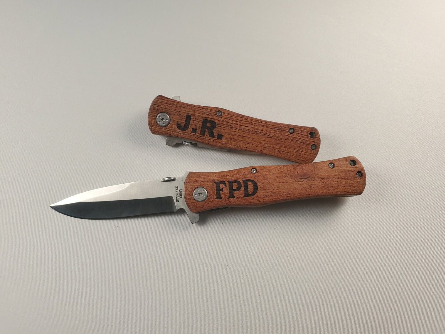 Personalized Knife, Laser Engraved Wood Or Matte Black Knife With Initials, Choose Your Font, Pocket Knife / Hunting Knife / Personal Knife