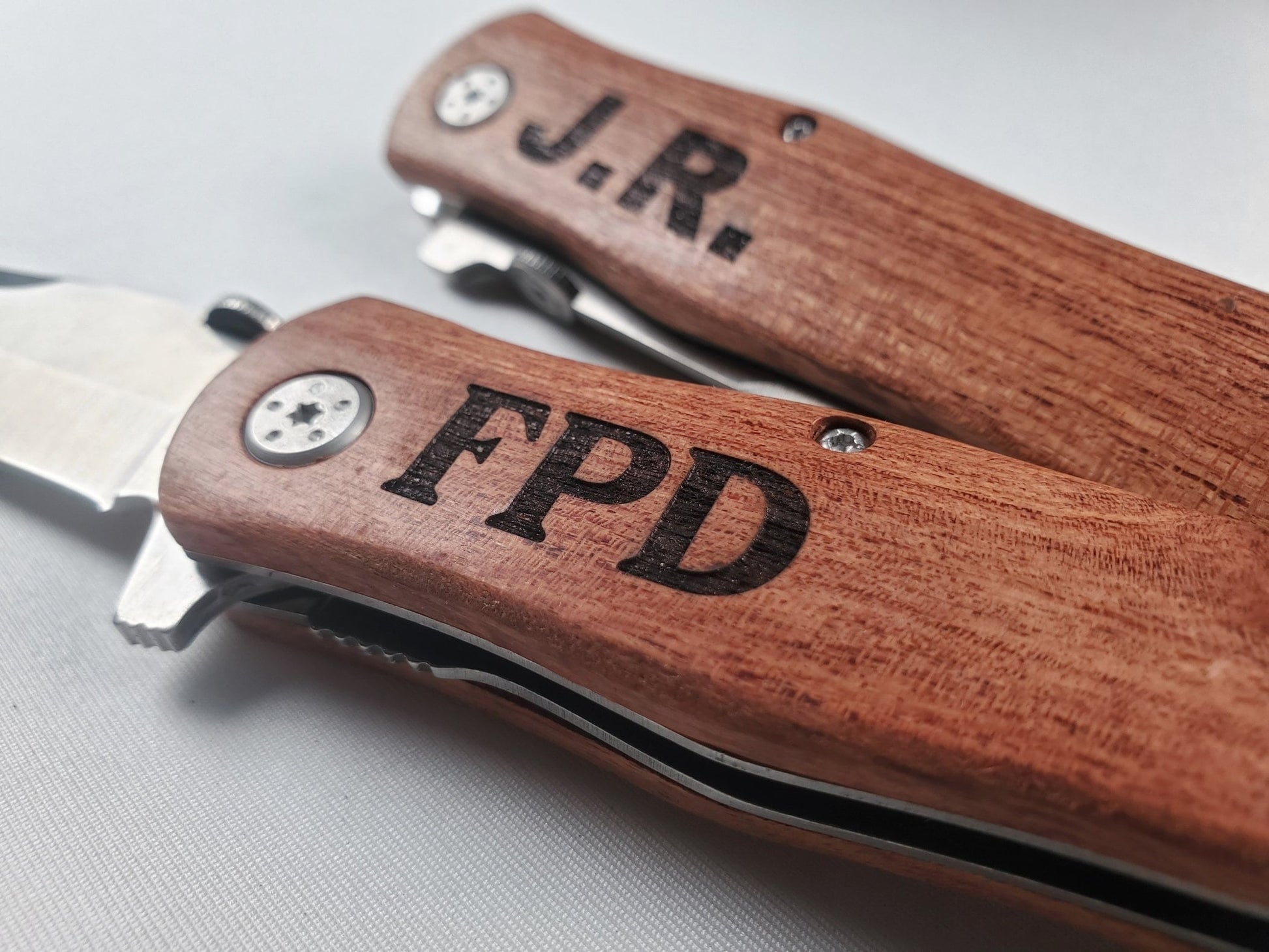 Personalized Knife, Laser Engraved Wood Or Matte Black Knife With Initials, Choose Your Font, Pocket Knife / Hunting Knife / Personal Knife