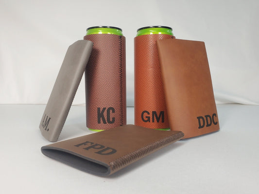 Laser Engraved SLIM Beverage Holder, Personalized Slim Can Cooler, Skinny Can Holder, Personalize With Initials, Fits SLIM / SKINNY Cans