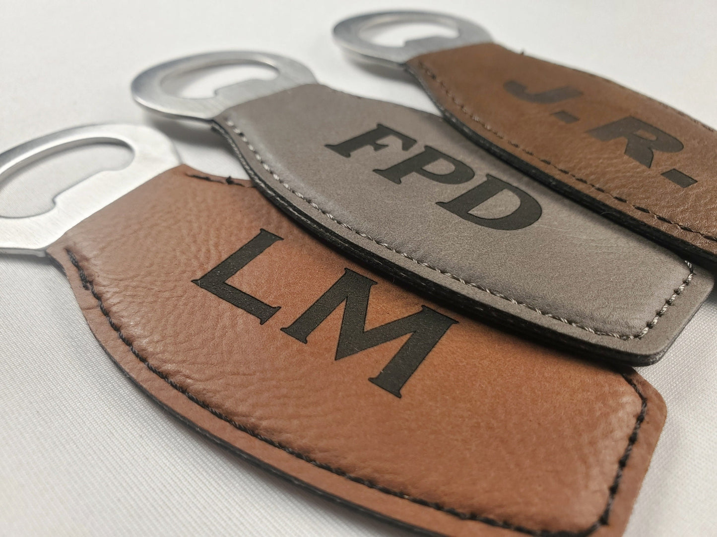 Laser Engraved Magnet Bottle Opener, Personalize With Initials/Letters, Choose Your Font/Color, Leatherette And Steel Magnetic Bottle Opener