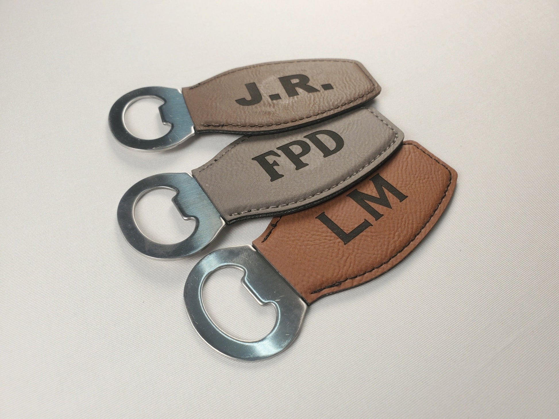 Laser Engraved Magnet Bottle Opener, Personalize With Initials/Letters, Choose Your Font/Color, Leatherette And Steel Magnetic Bottle Opener